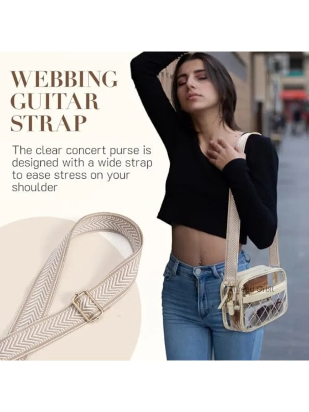 Clear Stadium Approved Quilted PVC Crossbody Bag for Concerts Events